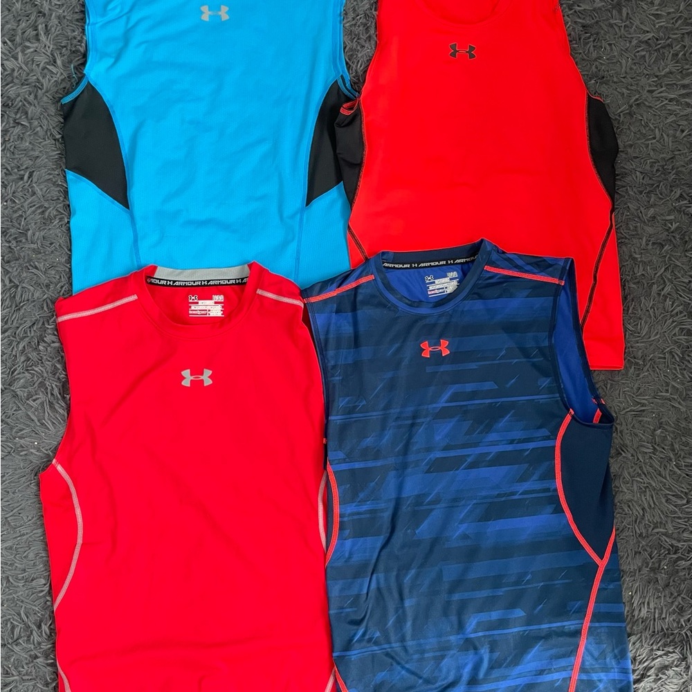 Men size Large Armour sleeveless compression tank top Workout shirts